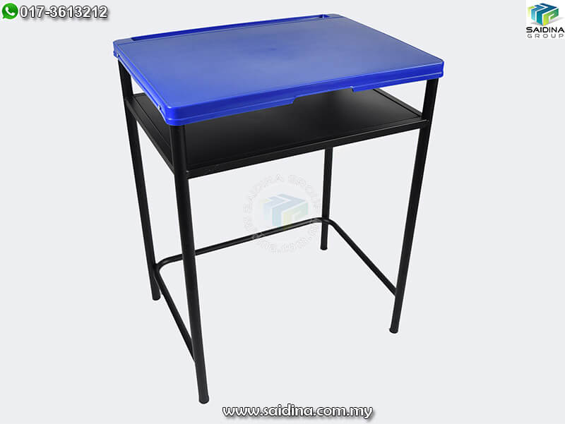 Meja Sekolah | Top Plastik & Rangka Besi | School Desks | MS309 : 600mm W x 450mm D & MS 315 : 700 mm W x 500 mm D